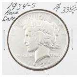 1934-S Silver Peace Dollar Coin RARE DATE