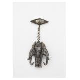 Vtg Lord Ganesha Indian Repouse Sterling Brooch