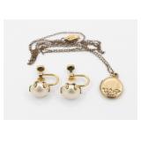 Vintage 1/20 14K Gold Filled Earrings & Locket