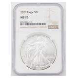 2024 MS 70 NGC American Eagle Silver Dollar Coin