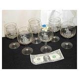 6ct Etched Grapes Glass Cordial Glasses