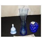 3pcs Blue Themed Pottery & Glass