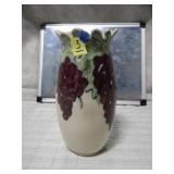 Vase w/ Purple Grapes 9" Tall