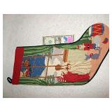 Vintage Handmade Needlepoint Santas Seigh Stocking