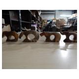 4 Wooden Animal Napkin Rings