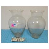 2ct Large Glass Vases 13" T