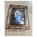 Amber Beaded Metal Picture Frame