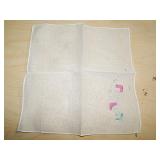 Stitched Diamond Pink Flowers Handkerchief