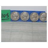 4ct Washington Nickels 1947-D, 48-D, 59-D, 40-S