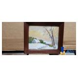 Small Painting Snowy Framed 5.5" x 4.5"