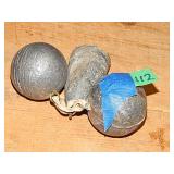 Set of 3 Heavy Fishing Weights 2 Spheres 1 Cone