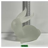 Vtg Frosted Solid Glass Rabbit Paperweight
