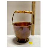 Copper and Glass Ice Bucket w Bamboo Handle