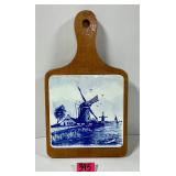 Delft Blue Windmill Scene Cheese Board