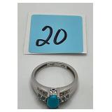 Vtg Arizona Sleeping Beauty Turquoise Ring Sz 6.5