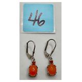 Fab Orange Jadeite 925 Earrings