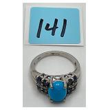 Sz 8.5 ASB Turquoise/Gemstone Ring 925