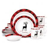 Homlouue 16 Pieces Christmas Dishes Dinnerware