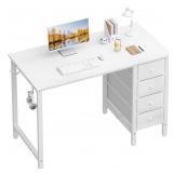 Lufeiya Small White Desk with Drawers   40 Inch