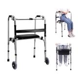 Folding Walker with Wheels and Seat for Seniors