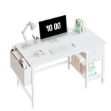 Lufeiya White Small Desk with Drawers   40 Inch