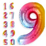 Giant 40 Inch Number 9 Balloon Rainbow 9th