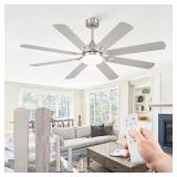 62 Inch Ceiling Fans with Lights Nickel Modern