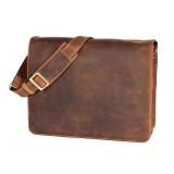 Mens Real Leather Messenger Bag Tan Vintage