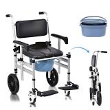 Shower Chair with Wheels 4 in 1 Folding Padded