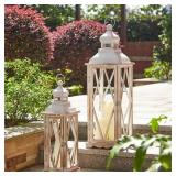 Glitzhome Farmhouse Wood Metal Lanterns