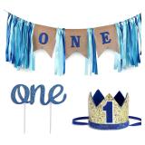 Baby 1st Birthday Boy Decorations with Crown