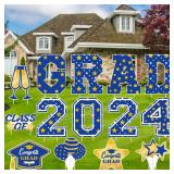 14 PCS Blue and Gold 2024 Graduation Decorations