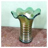 Iridescent Carnival Glass Vase 6.5"