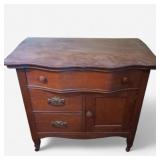 John Stengel & Co Oak Side Table w 3 Drawers Door