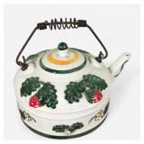 Strawberry Stoneware Tea Pot w/ Iron Handle