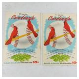 (2) 1952 St. Louis Cardinals 10c Scorecards