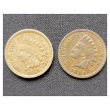 2 Indian Head Cents 1863 CN and 1889