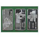 3- Silver .999 1 ozt  States Art Bars (3ozt TW)