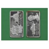 2- Silver .999 1ozt Our Greatest Americans Bars (2