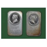 2- Silver .999 1ozt Madison Mint Bars (2ozt TW)