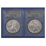 2- 2018 ASE Silver Eagles PCGS MS 69