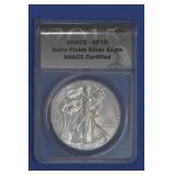 2015-W Satin Finish Silver Eagle ANACS SP70