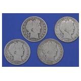 4- Mixed Date Liberty Head Barber Half Dollars