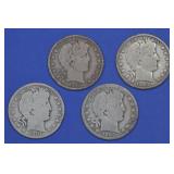 4- Mixed Date Liberty Head Barber Half Dollars