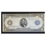 1914 $5 Federal Reserve Note Blue Seal FR-855