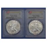 2- 2018 ASE Silver Eagles PCGS MS 69