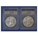 2- 2018-W ASE Silver Eagles PCGS MS 69