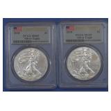 2- 2018 ASE Silver Eagles PCGS MS 69