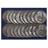 Roll of 1962-PD Franklin Silver Halves .900