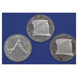 3- Mixed S-Mint Silver Proof Dollars .900